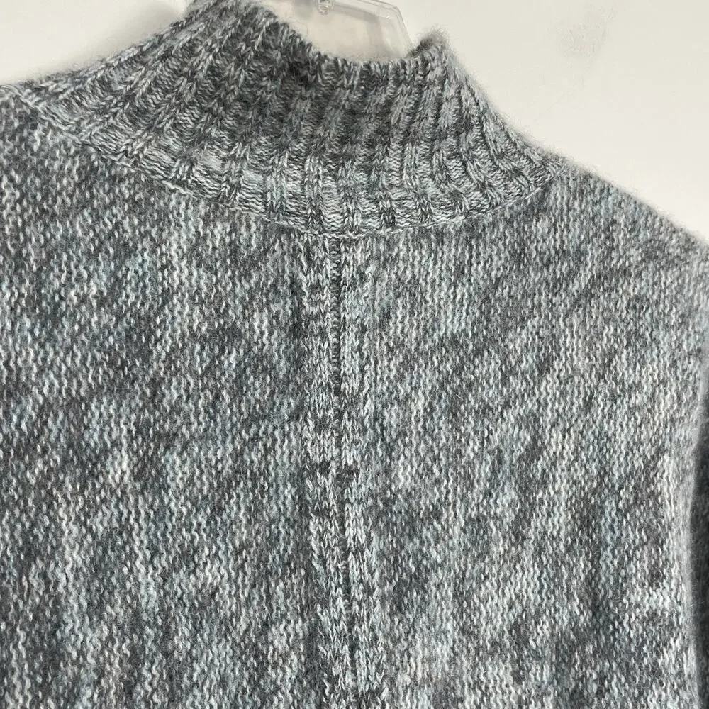 360Cashmere 100% Cashmere Sweater Size M Blue Gray Cropped Mock Neck Luxury Cozy